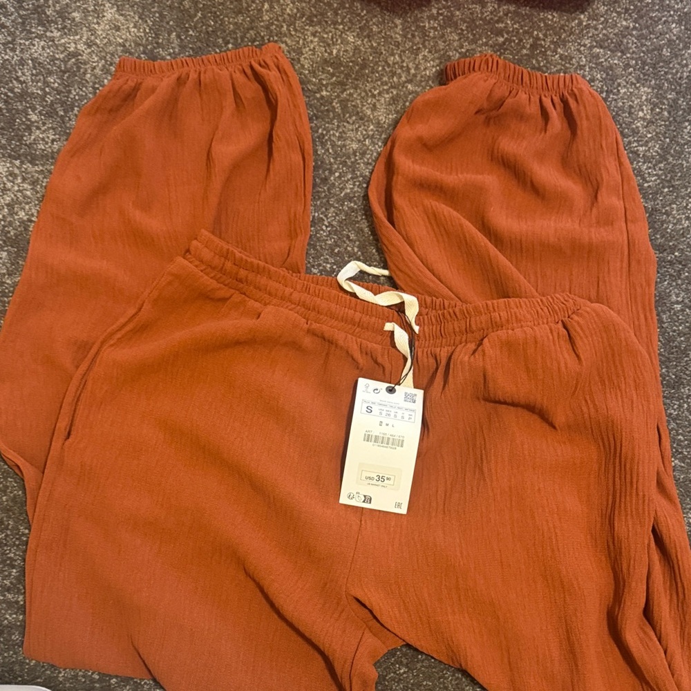 Zara Rust Track Pants & Joggers